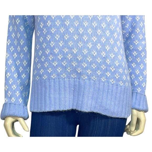 3-FOR-$30 Vtg Sz L Turtleneck Knit Sweater Fair Isle Pastel Blue Angora Blend - Picture 5 of 7